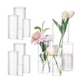 Fixwal 12pcs Clear Glass Cylinder Vases, 4, 6, 8, 10 Inch Tall