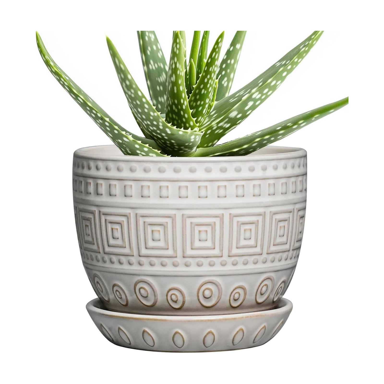 G EPGardening Ceramic Pots for Plants - 5 Inch Plant Pot Indoor with Drainage Hole and Saucer, Outdoor Flower Pot