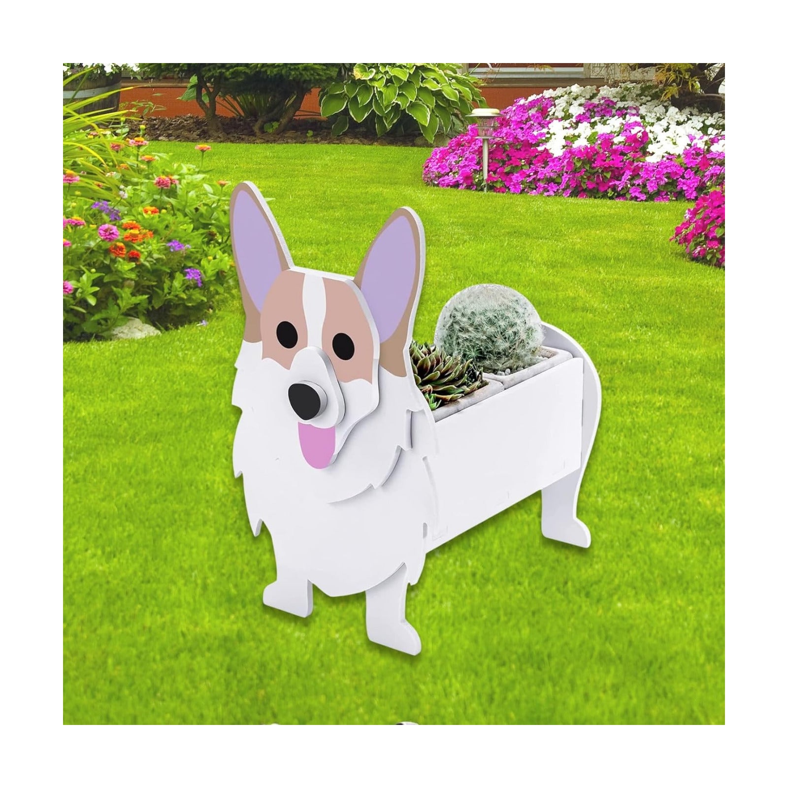 Corgi Dog Planter Pots, Animal Shaped Flower Pot | Cute Plant Gift for Women and Pet Lovers, Indoor Outdoor Garden Home