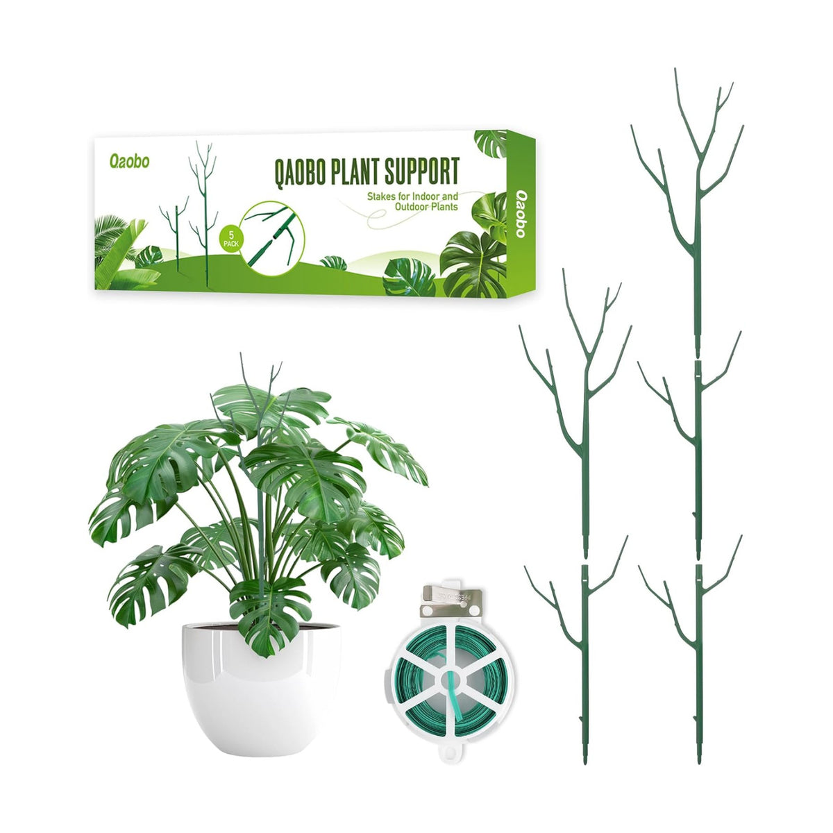 5 Pack Stackable Plant Support Stakes, Climbing Plant Support Structures for Monstera, Pothos, Philodendron Garden Plant Stakes for Indoor Outdoor Plants