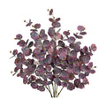 33.8" Tall Faux Eucalyptus Stems Real Touch Artificial Greenery Stem, Faux Eucalyptus Stems Silver Dollar Leaves, Fake Greenery Stem for Bridal Wedding Bouquet Vase Table Centerpiece, Purple, 6Pcs