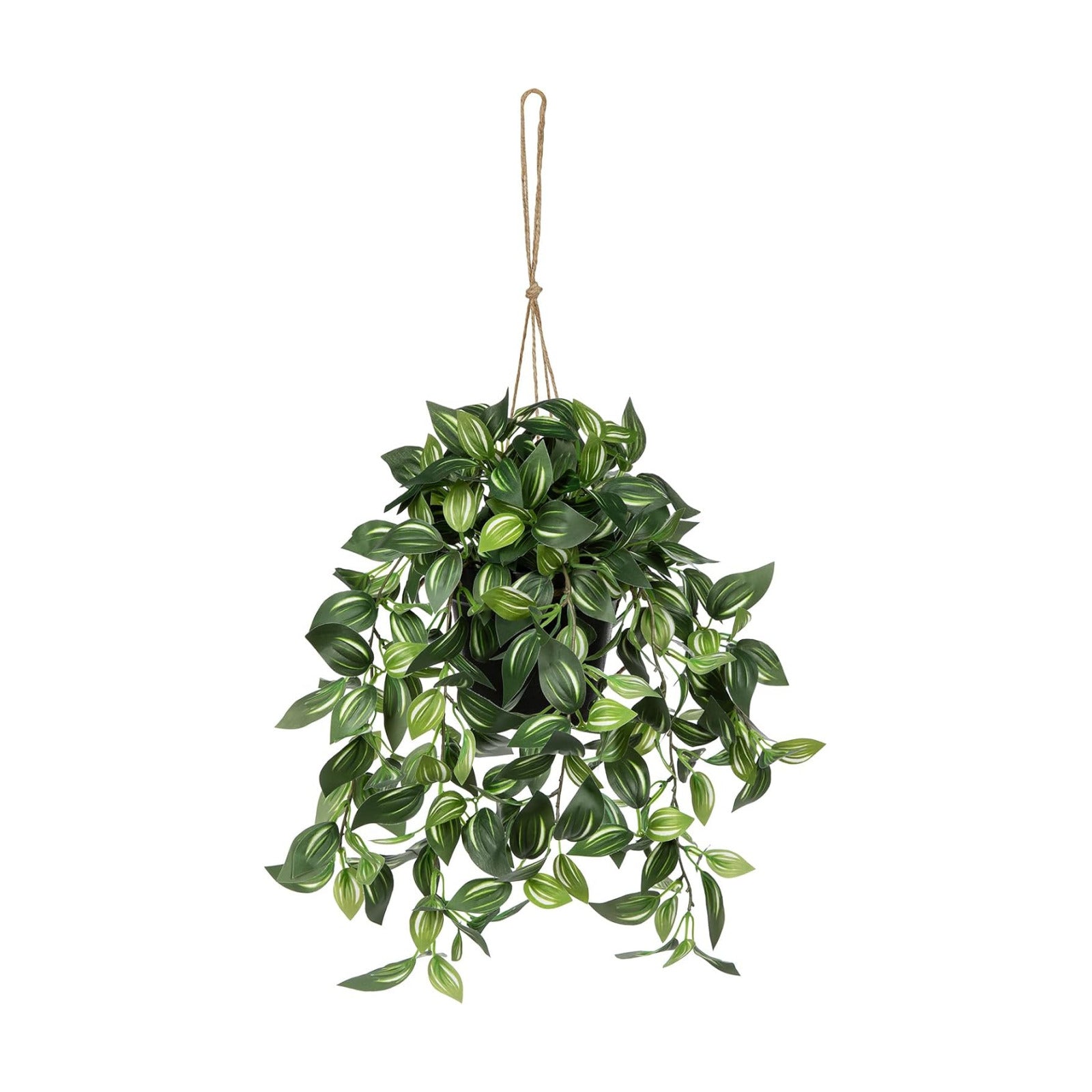 Briful Artificial Hanging Plants in Black Pot 17.7" Lifelike Trailing Faux Watermelon Peperomia Silk Plant with