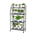 VyGrow 4 Tier Plant Stand with Wheels, Plant Shelf for Indoor Outdoor, Heavy Duty Metal Tall Plant Stands Holder Rack