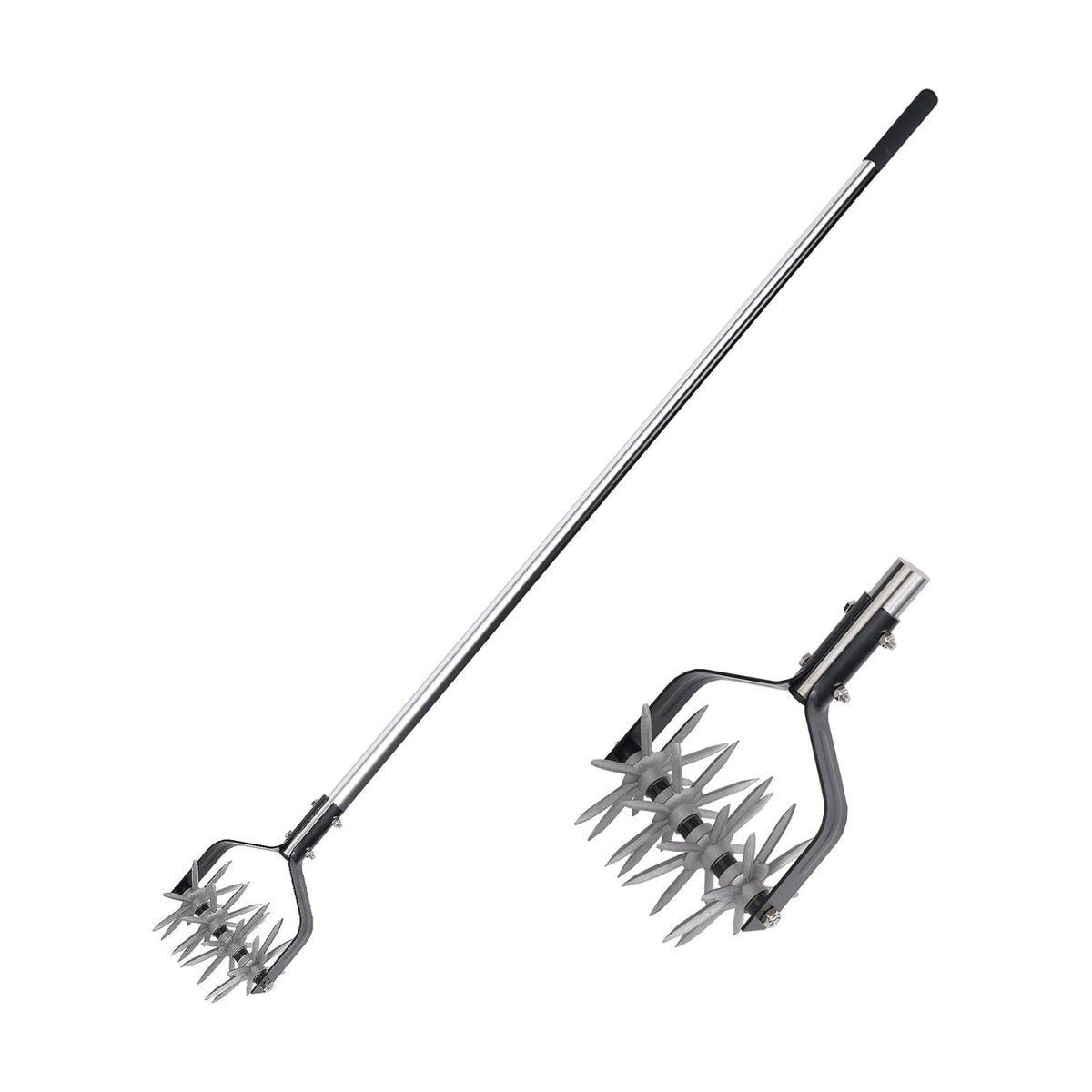 BARAYSTUS Rotary Cultivator Garden Tool, Adjustable Hand Tiller 29.7-57in | Long handle steel cultivator, for aerating