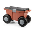 Pure Garden Rolling Garden Cart with Seat, Terracotta | Plastic Garden Bench with Tool Tray for Storage - Gardening