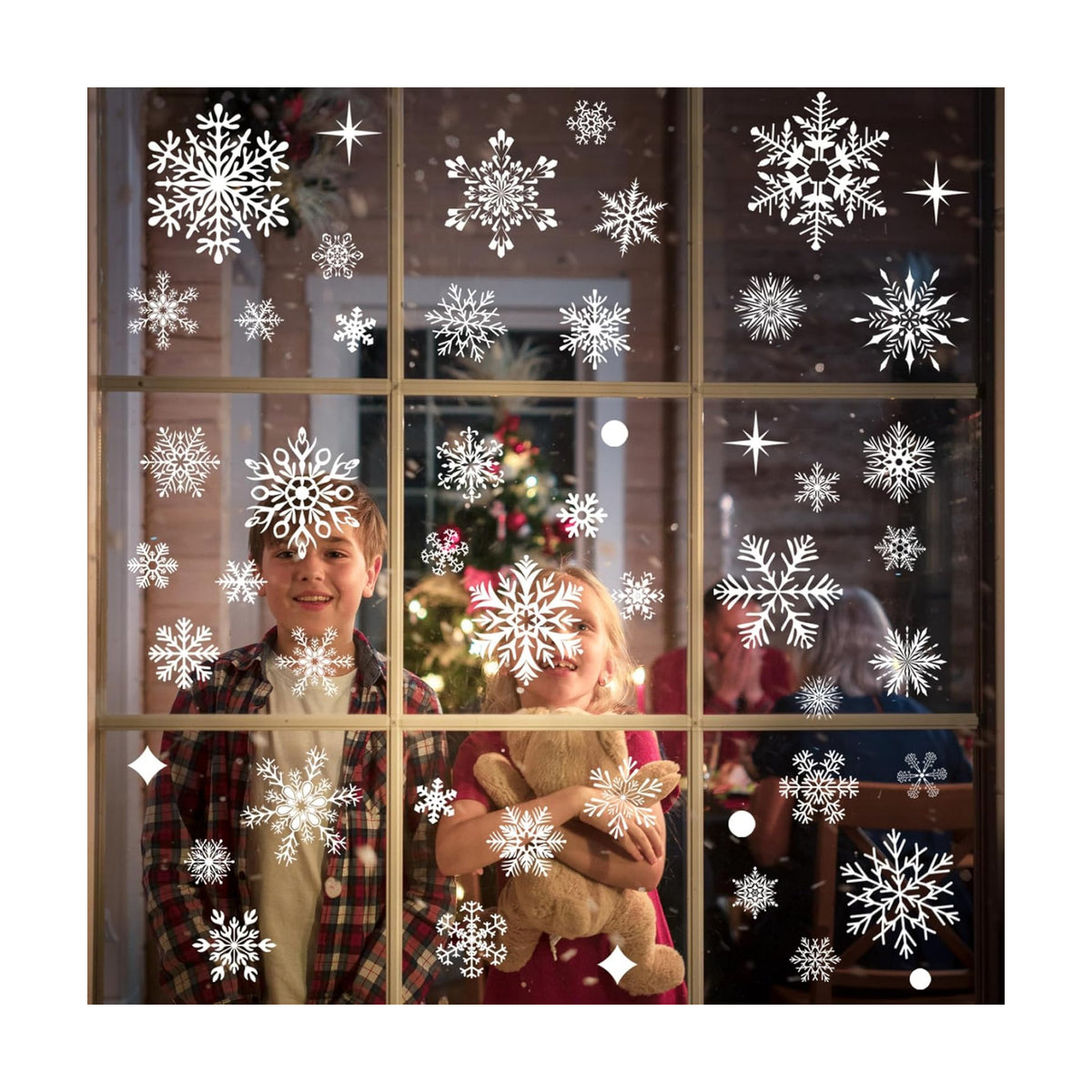NEWMIAO 438Pcs Snowflake Window Cling Stickers for Christmas Decorations, 10 Sheets Christmas Window Clings of Different Shapes Xmas Decals for Glass Home Decor Indoor and Outdoor Party Supplies