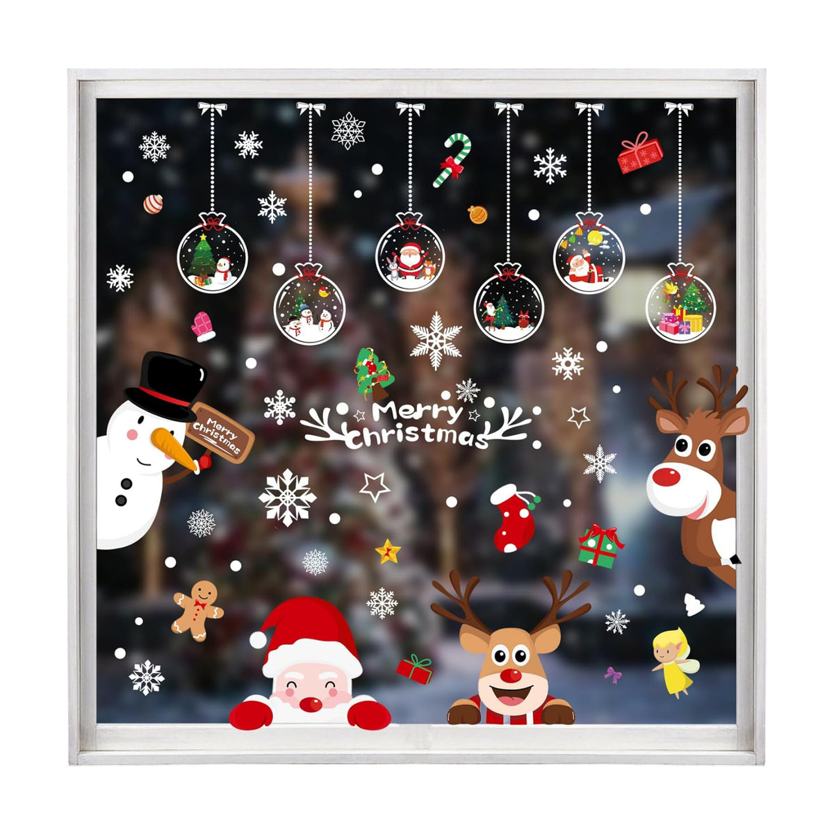 NEWMIAO Christmas Window Cling Stickers for Holiday Decorations, 9 Sheets Christmas Window Clings Snowflake Santa Claus Reindeer Snowman Xmas Decals for Glass Home Decor Party Supplies