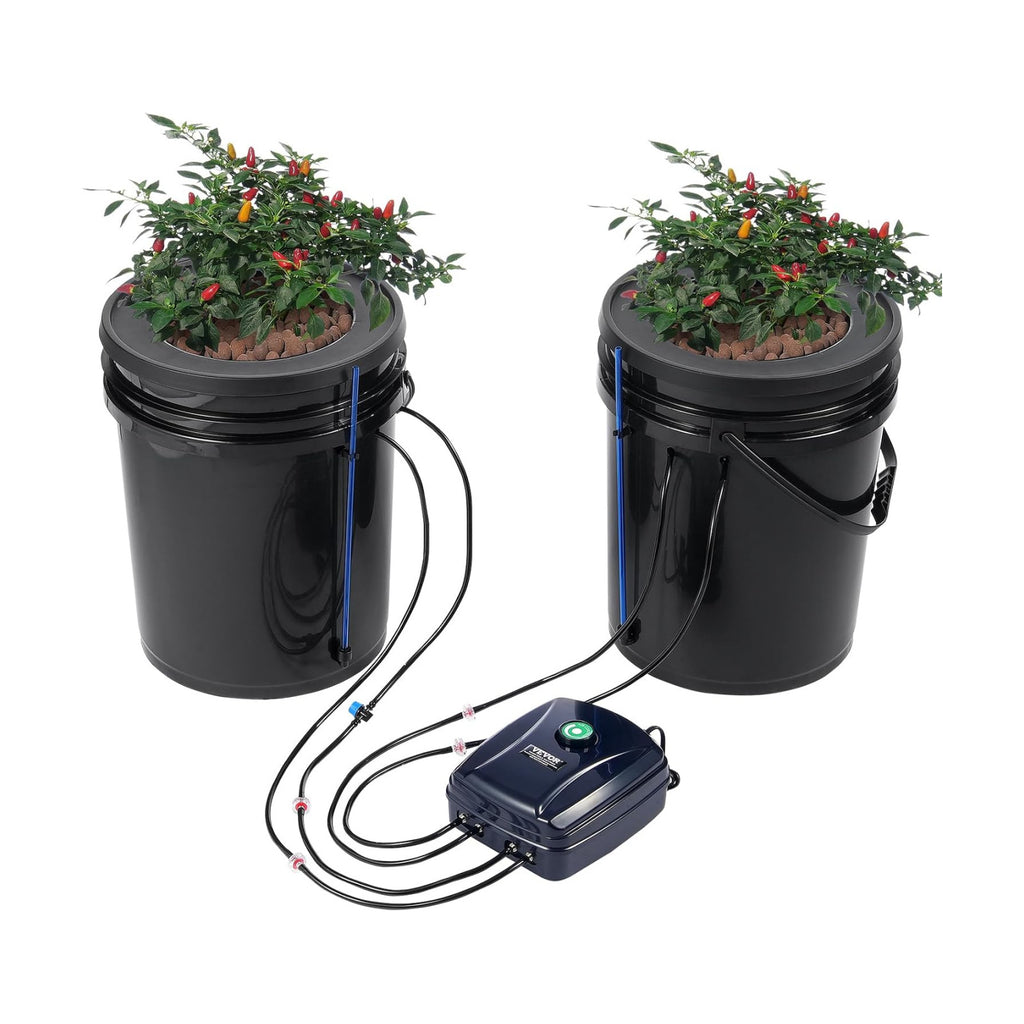 VEVOR DWC Hydroponics Grow System, Hydroponic Growing System with Top Drip Kit, Deep Water Culture 5-Gallon 2 Buckets