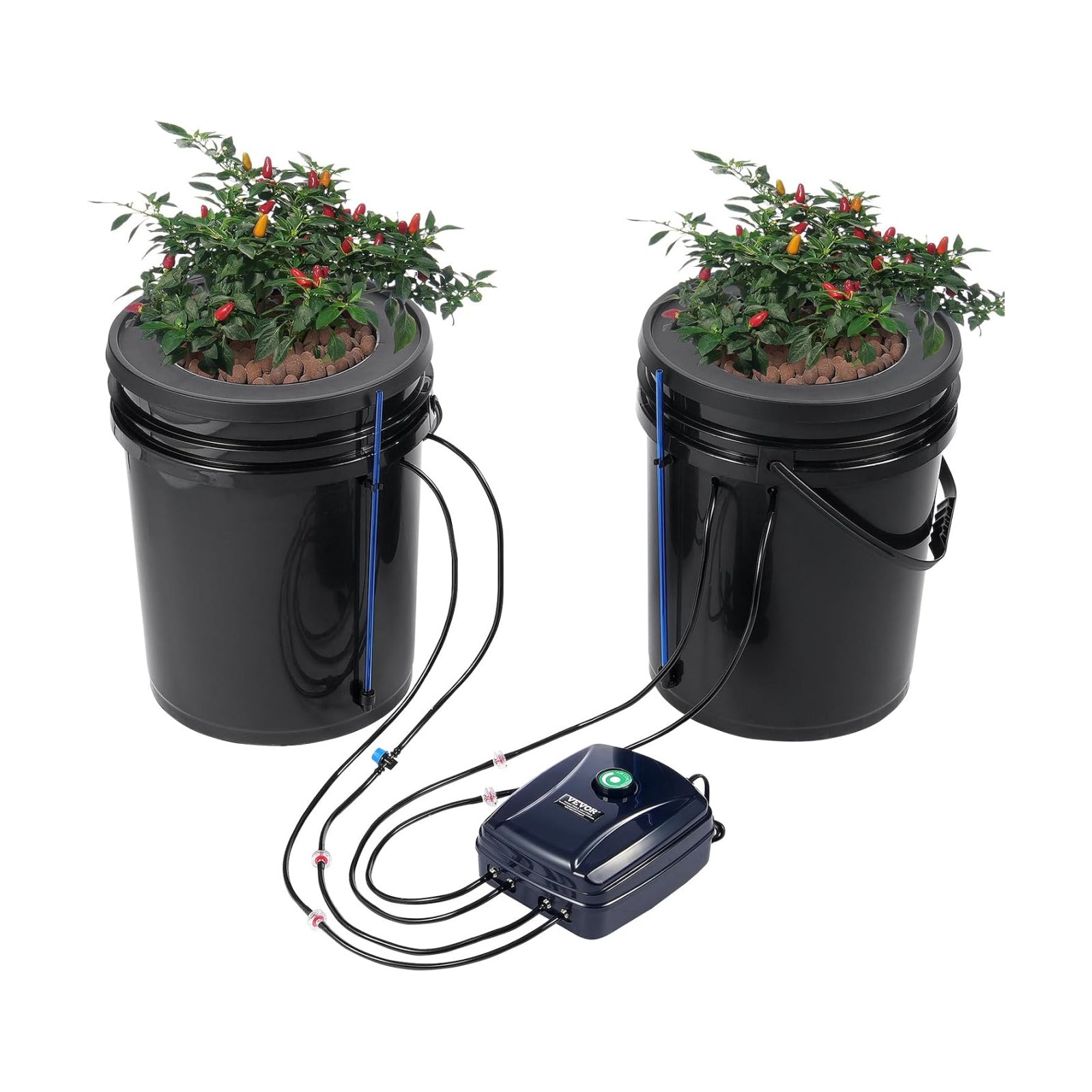 VEVOR DWC Hydroponics Grow System, Hydroponic Growing System with Top Drip Kit, Deep Water Culture 5-Gallon 2 Buckets