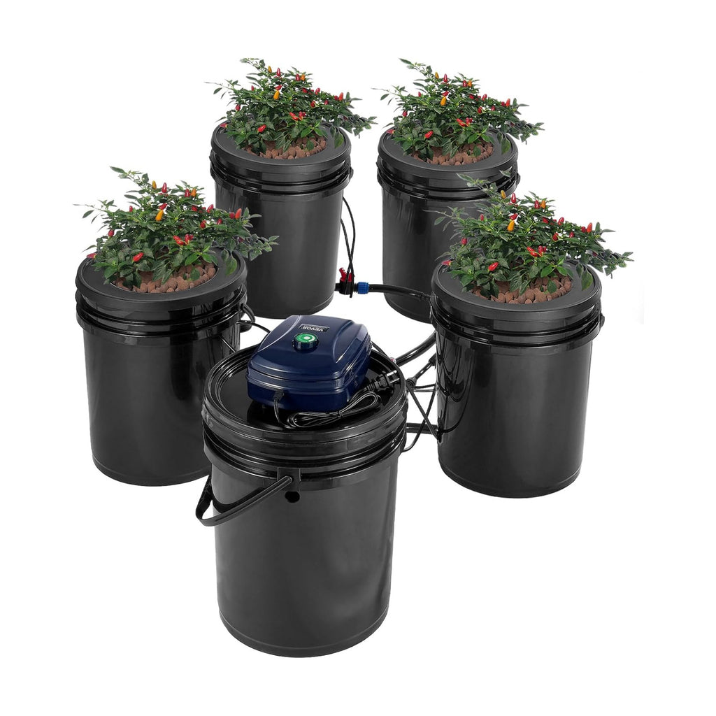 VEVOR RDWC Hydroponics Grow System, Hydroponic Growing Kit with Top Drip, Recirculating Deep Water Culture 4 Buckles