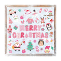 Whaline 9 Sheets Merry Christmas Window Cling Stickers Pink Cartoon Santa Snowman Penguin Reusable Window Decals for Xmas Winter Party Home Office Classroom Decoration