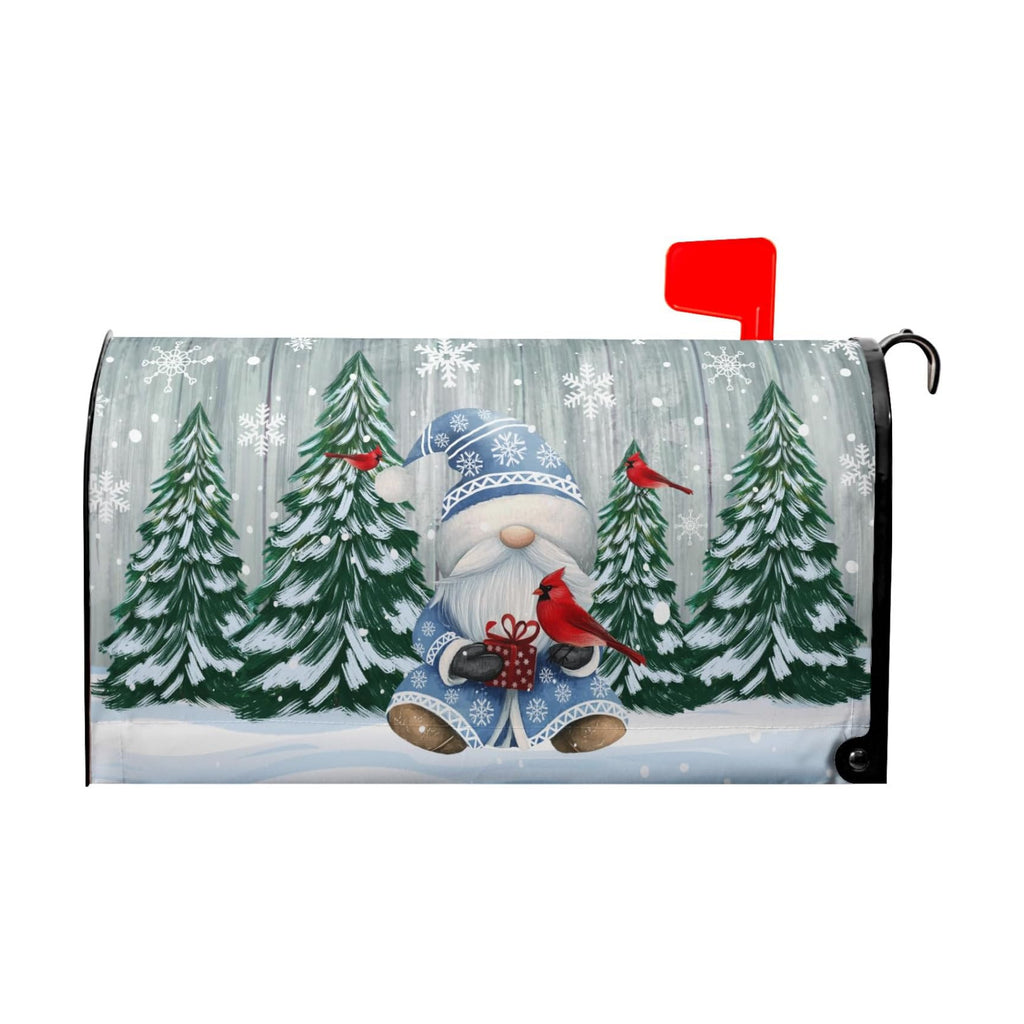 Winter Cardinal Birds Mailbox Cover Winter Gnome Mailbox Covers Magnetic Large Size 21x25.5 Inch Christmas Tree Mailbox Wraps Post Letter Box Cover Xmas Holiday Decorations for Home Garden Yard