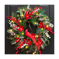 Christmas Wreath with Lights, Soomeir 24 Inch Lighted Christmas Wreaths for Front Door with Pine Needles and Berries, Large Prelit Wreath for Holiday Winter Window Outdoor Indoor Xmas