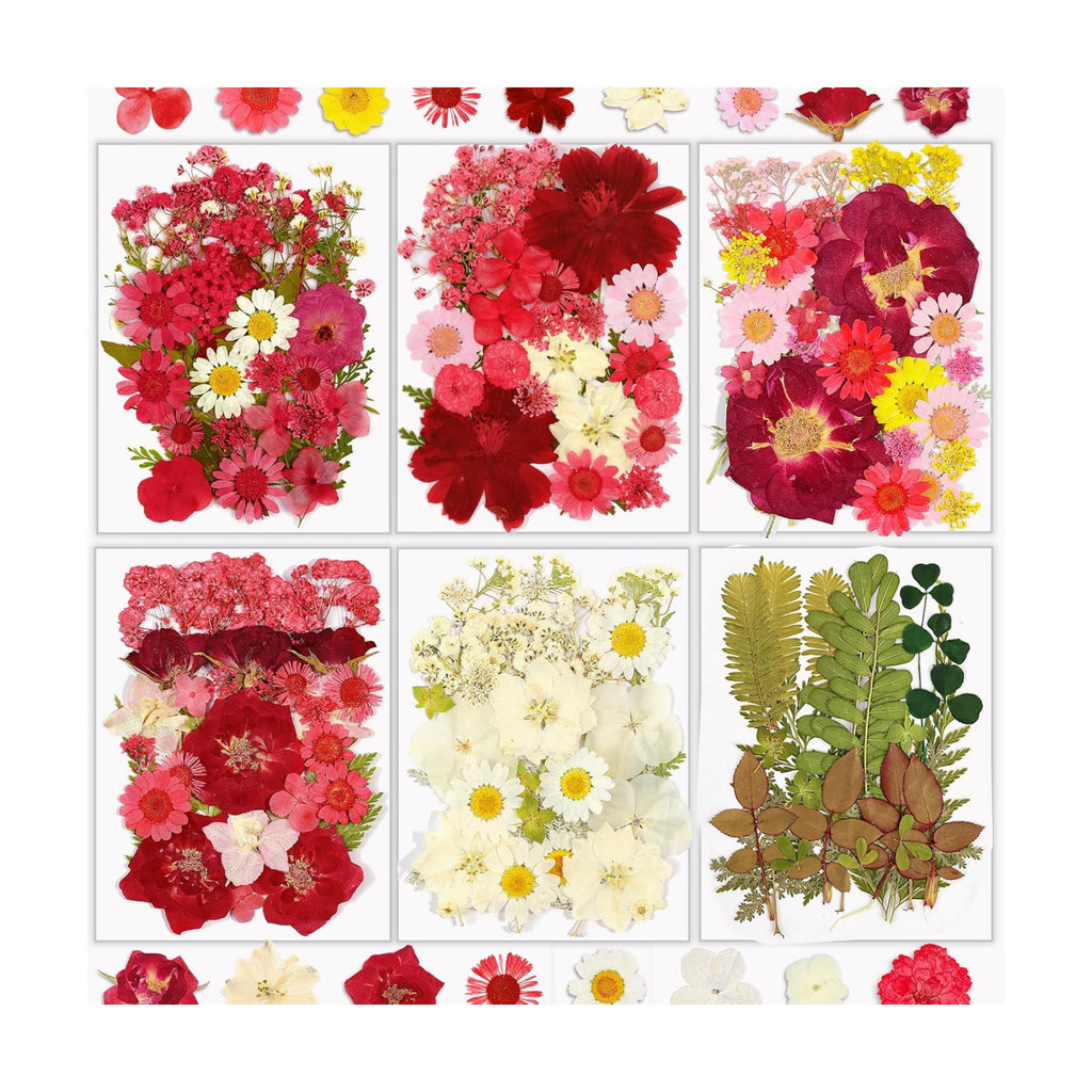 Dried Flowers, Resiners 174Pcs Pressed Flowers for Craft Red Real Natural Dried Flowers Dry Leaves Kit for DIY Making Crafts Resin Soap Candle Scrapbook Supplies Card Making Jewelry