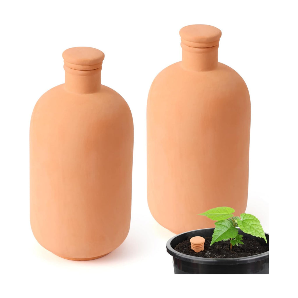 2pcs large Plant Watering Globes Ollas 10×5×5inch 61oz Terracotta Watering Pot Self Watering Planter Terra Cotta Clay