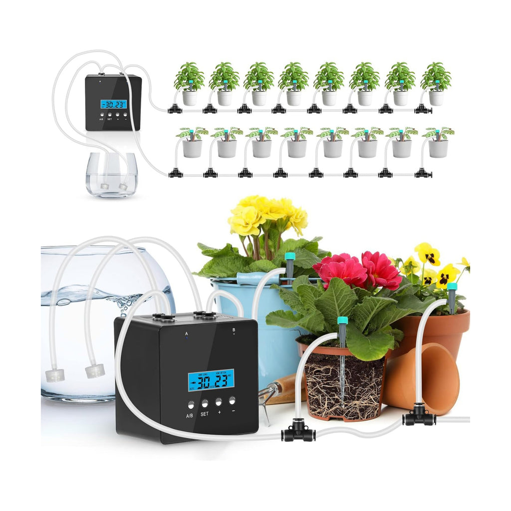 Automatic Watering System for Potted Plants | Indoor Plant Waterer with Programmable Timer, Dual Self-Priming Pumps
