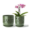 Orchid Pots with Holes, 5+6in Ceramic Orchid Planter 2 Pack