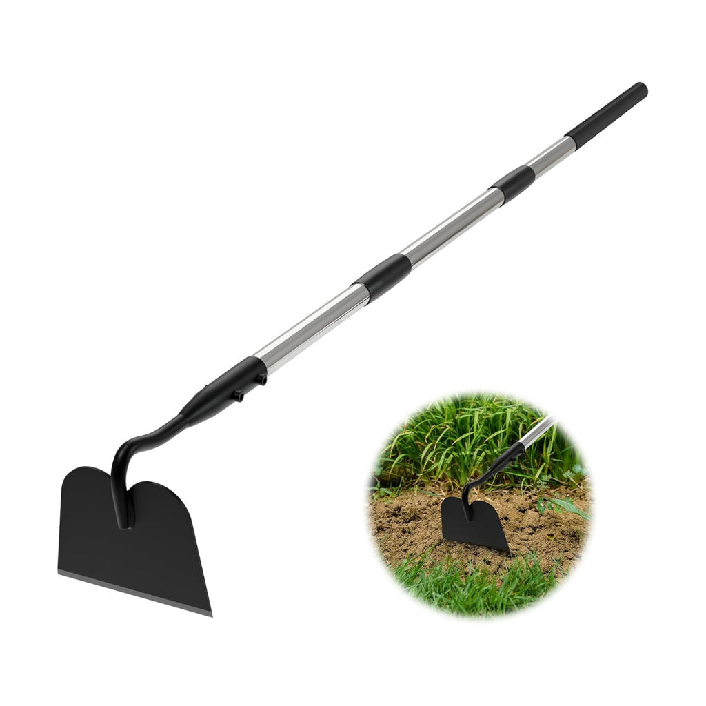 Draw Hoe Garden Tool, Heavy Duty Garden Hoes for Weeding Long Handle, Easy Stand Up Scraping Weeder Tool for Garden