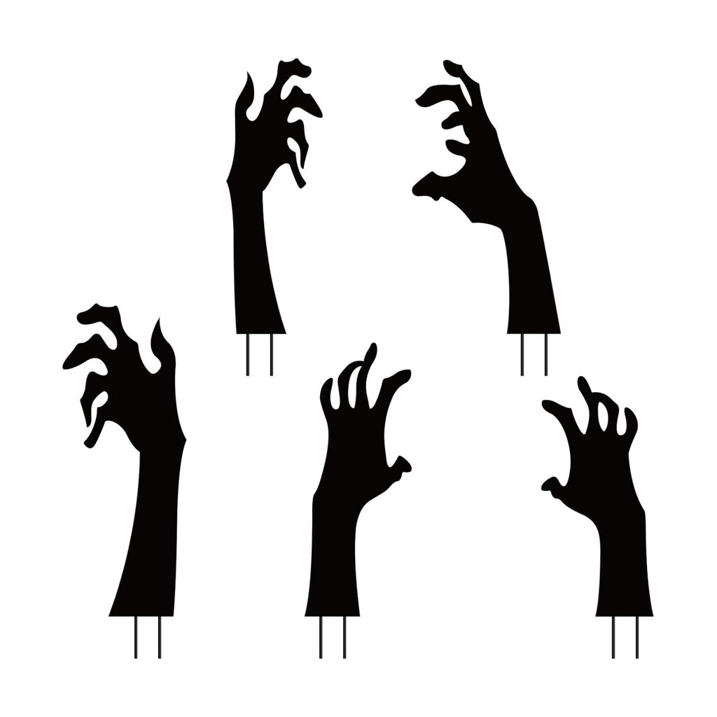 5 PCS Halloween Black Hands Yard Signs, Scary Hand Silhouette Lawn Sign with Stakes, Halloween Haunted House Decorations for Outdoor Yard Lawn Garden
