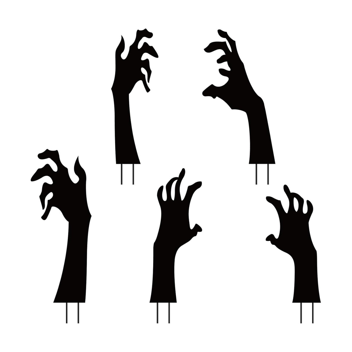5 PCS Halloween Black Hands Yard Signs, Scary Hand Silhouette Lawn Sign with Stakes, Halloween Haunted House Decorations for Outdoor Yard Lawn Garden