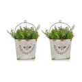 Farmhouse Wall Mount Metal Flower Pots Rustic Galvanized Bee Flower Holder Wall Hanging Pocket Planter for Indoor