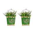 Farmhouse Wall Mount Metal Flower Pots Rustic Galvanized Bee Flower Holder Wall Hanging Pocket Planter for Indoor