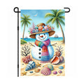 BlissYard Winter Garden Flag Beach Snowman Coastal Scene 12 x 18 Inch