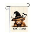 BlissYard Halloween Garden Flag Witch Highland Cow 12 x 18 Inch