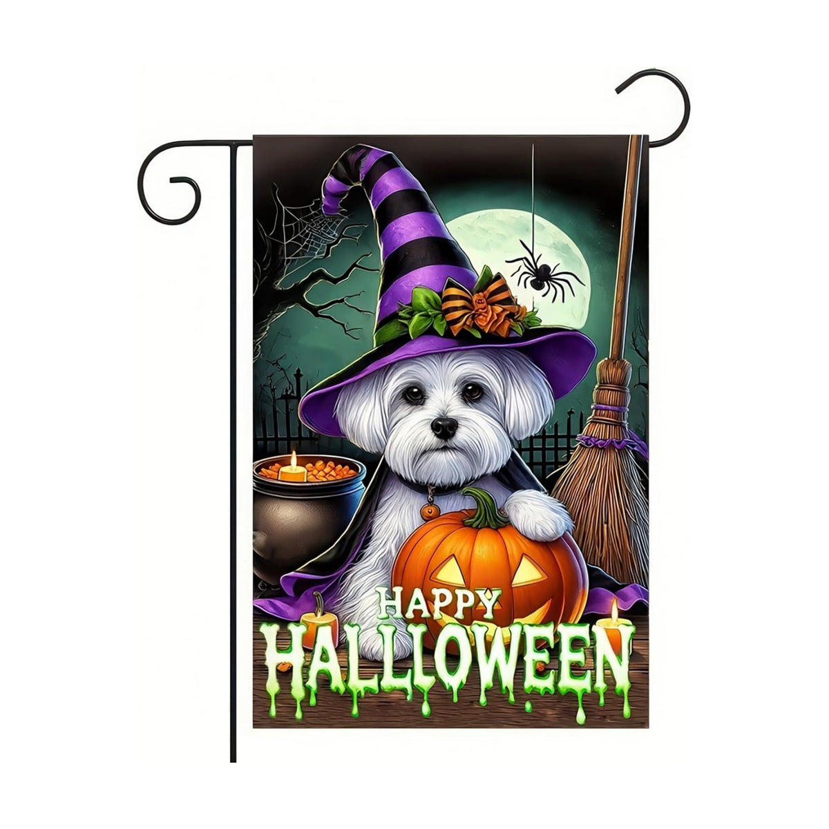 BlissYard Halloween Schnauzer Pumpkin Garden Flag 12x18 Inch Polyester
