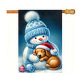 BlissYard Garden Flag Dachshund Snowman Winter 12x18 Inch Polyester