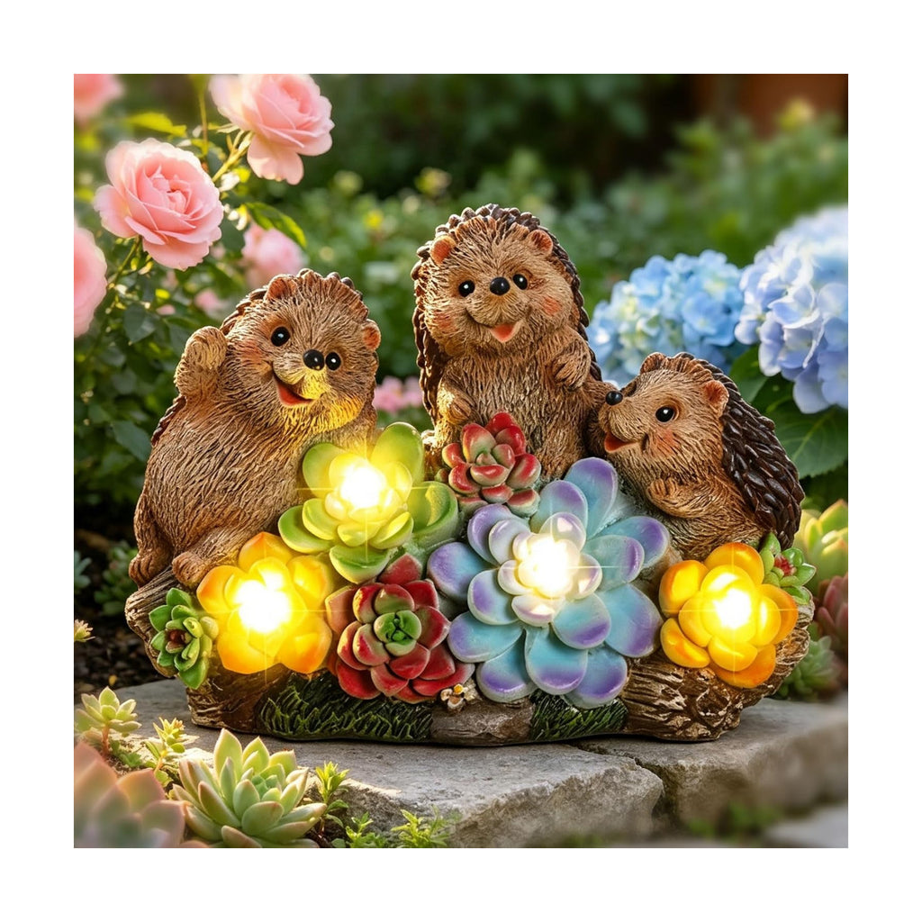 Hedgehog Solar Garden Statues with Succulent Animal Figurines | Resin Hedgehog Decor Outdoor Statues, Ideal decoration