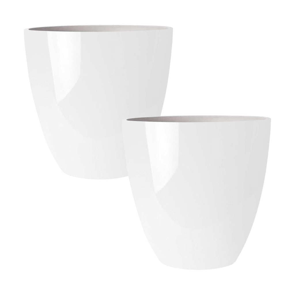 RUBBER BOND Plastic Plant Pots 2 Pack - Modern Indoor/Outdoor Planters for Home Decor - Weather-Resistant Large Flower