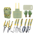 Green Garden Tools Set 12-Piece, Gardening Gifts for Women Men | Aluminum Gardening Hand Tools with Non-Slip Ergonomic