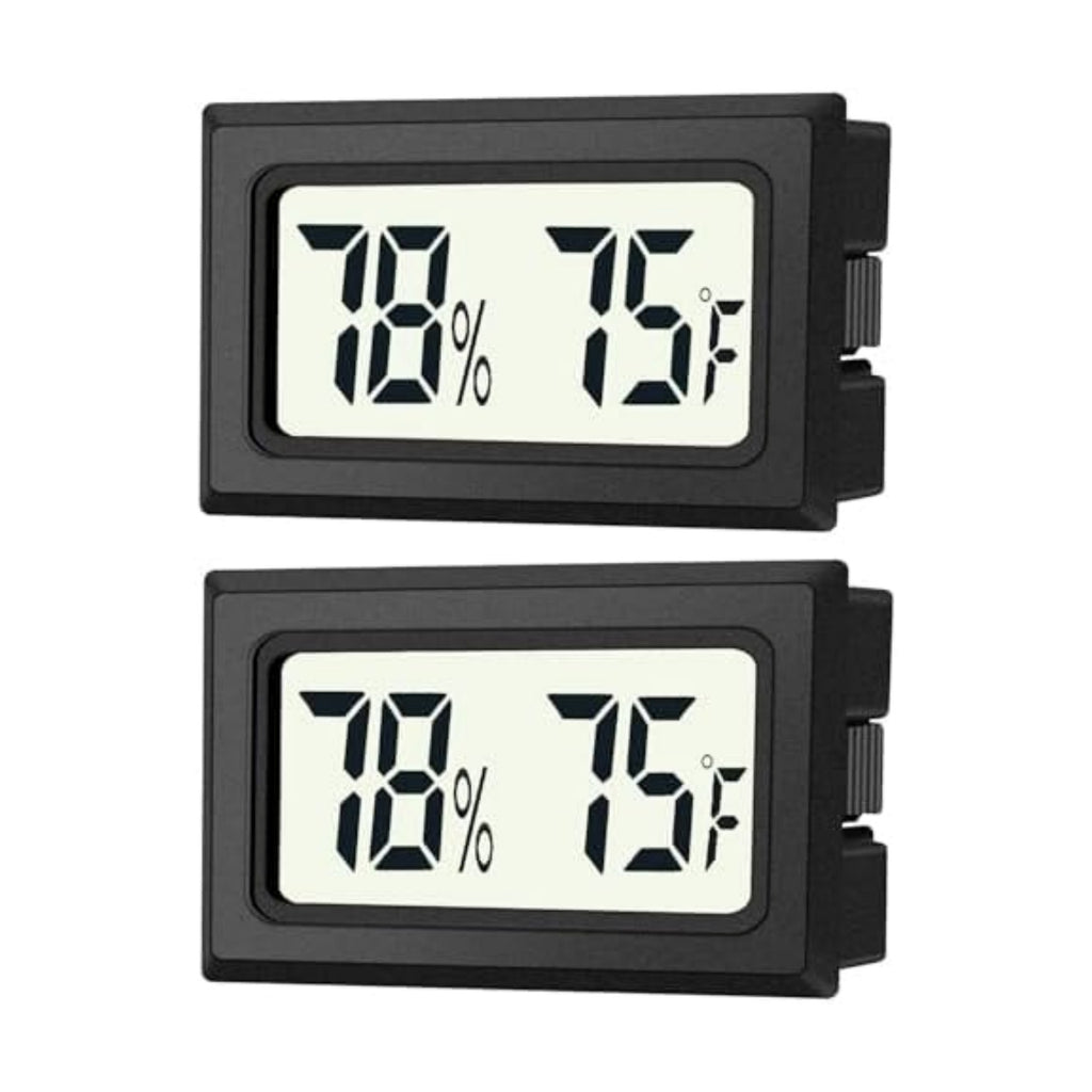 JEDEW 2 Pack Mini Digital Hygrometer Thermometer Gauge, Indoor Outdoor Temperature Humidity Meter for Humidifiers Greenhouse Reptile Plant Humidors, Large LCD Screen, Display in Fahrenheit (℉) (2)