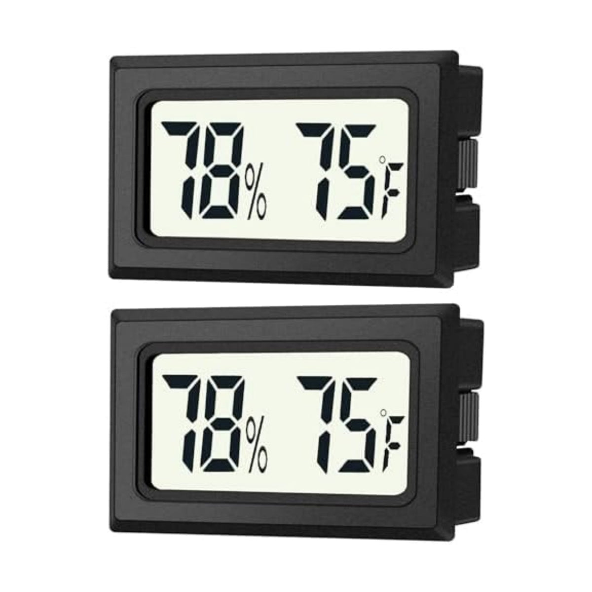 JEDEW 2 Pack Mini Digital Hygrometer Thermometer Gauge, Indoor Outdoor Temperature Humidity Meter for Humidifiers Greenhouse Reptile Plant Humidors, Large LCD Screen, Display in Fahrenheit (℉) (2)