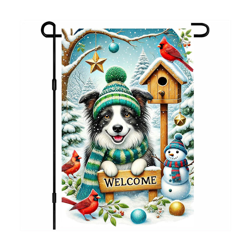 BlissYard Garden Flag Shepherd Snowy Scene Winter 12x18 Inch Polyester