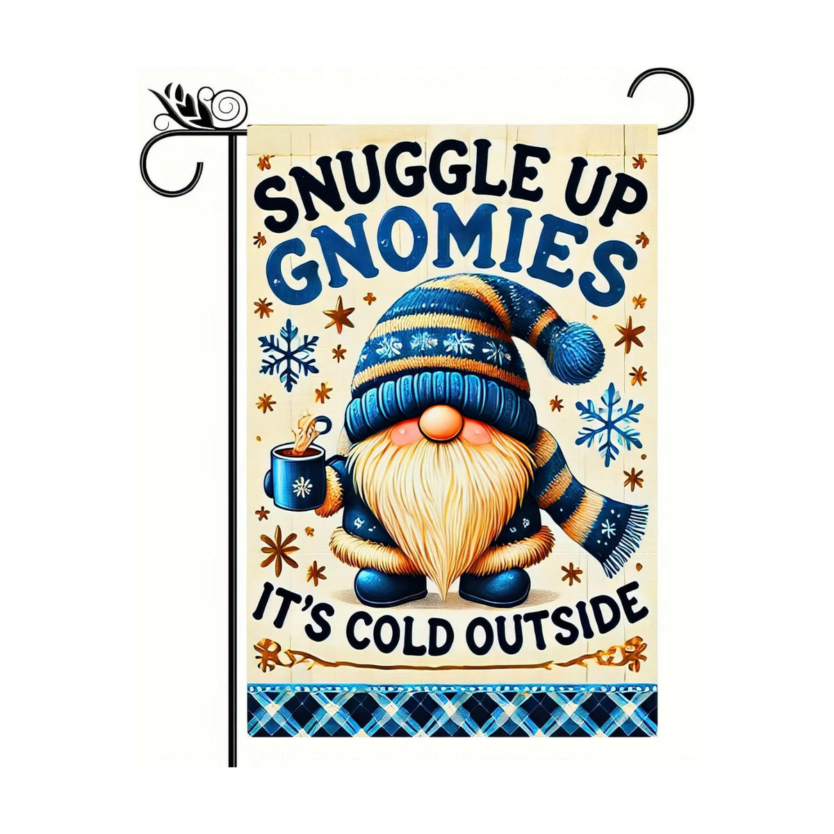 BlissYard Winter Garden Flag Cozy Gnome Quote 12 x 18 Inch