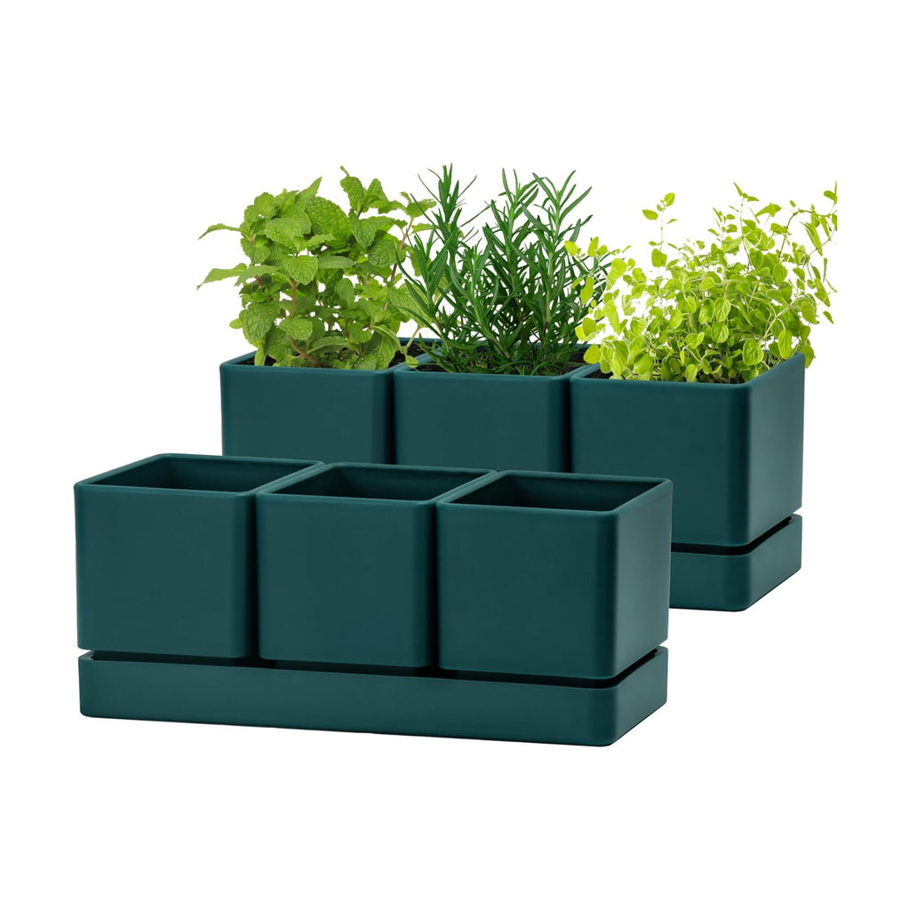 D'vine Dev 2-Pack Plastic Herb Garden Planter Set, Green, 76-V-C-2