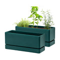 D'vine Dev 2-Pack Rectangular Planters, 12 x 4.5 in, Green, 76-X-C-2