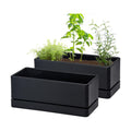 D'vine Dev 2-Pack Rectangular Planters, 12 x 4.5 in, Black, 76-X-B-2 | Minimalist Design, Large Planting Capacity