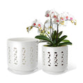 BUYMAX Ceramic Orchid Pots with Holes Orchid Root Care Set of 2 Flower Pot