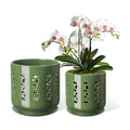 BUYMAX 5&6 Inch Ceramic Orchid Pots with Holes & Trays Root Care Planter