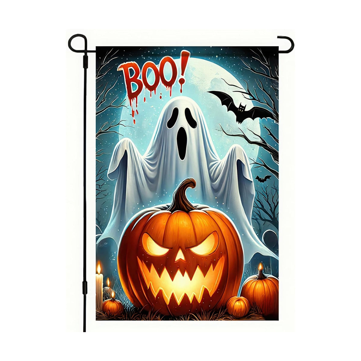BlissYard Halloween Ghost Pumpkins Garden Flag 12x18 Inch Polyester