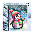 BlissYard Garden Flag Penguin Snowflake Winter 12x18 Inch Polyester