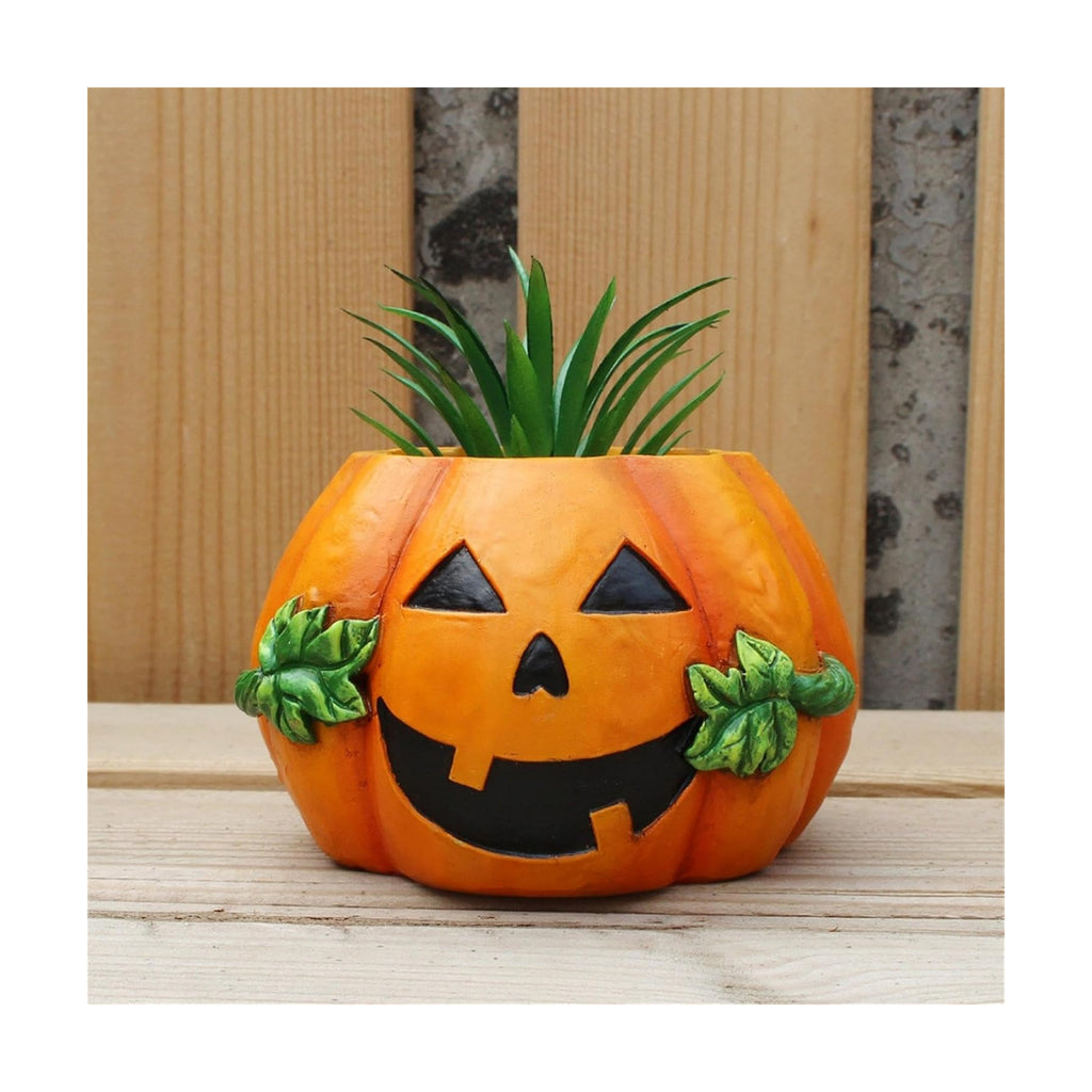 JOYO Halloween Planter Pot Decor - Skeleton Flower Planter Pot,Pumpkin Bucket Vase,Cute Skull Bucket Vase,Skull Candy Bowl Gothic Ornaments for Home Indoor Outdoor Garden (Pumpkin)