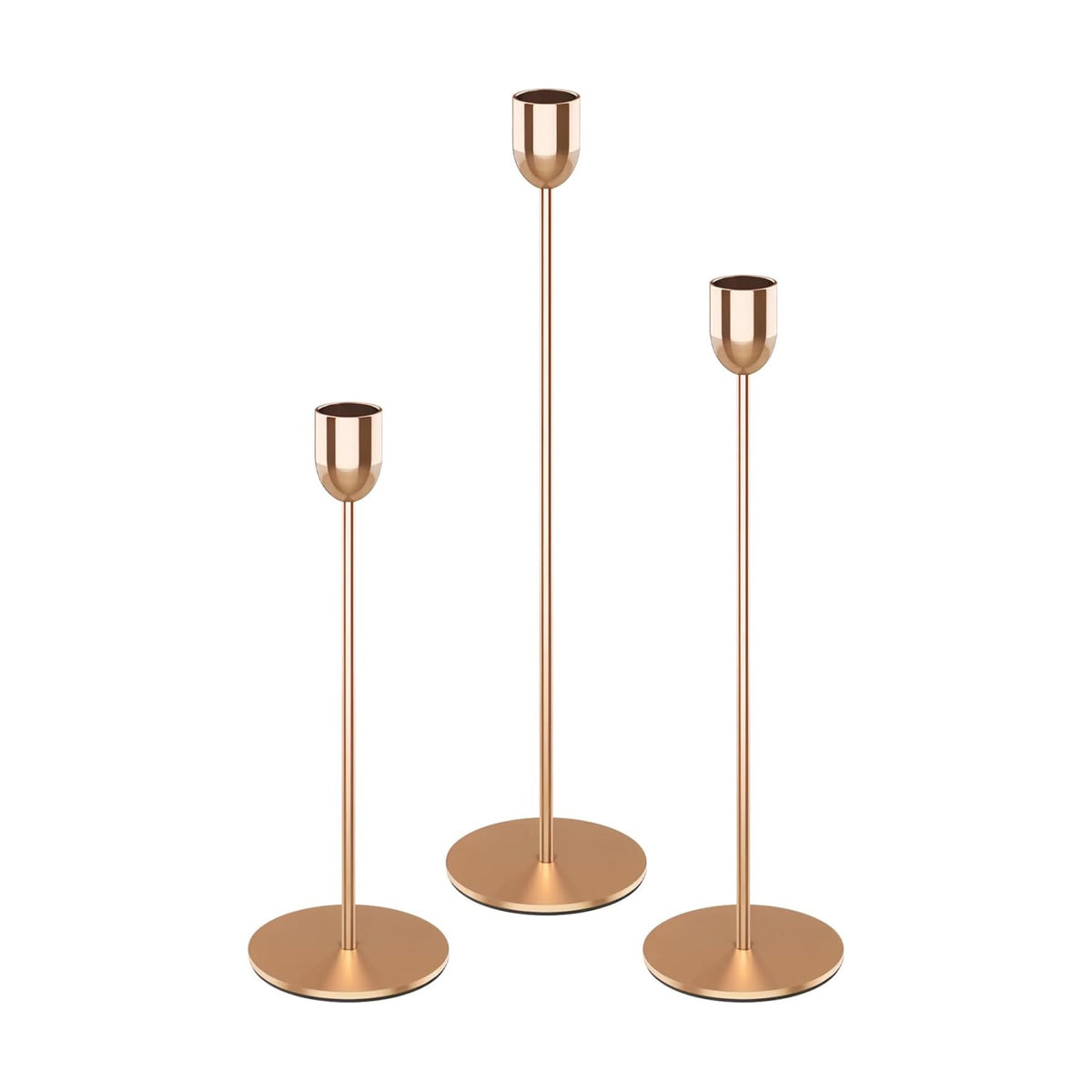 ChefBee 3PCS Gold Tall Taper & Pillar Candle Candlestick Holder