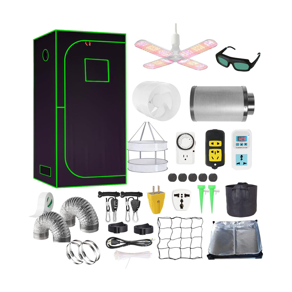 2x2ft Grow Tent Kit, Complete High Reflective Mylar Indoor Grow Tent + LED Grow Light Combo Hydroponics Indoor Plant