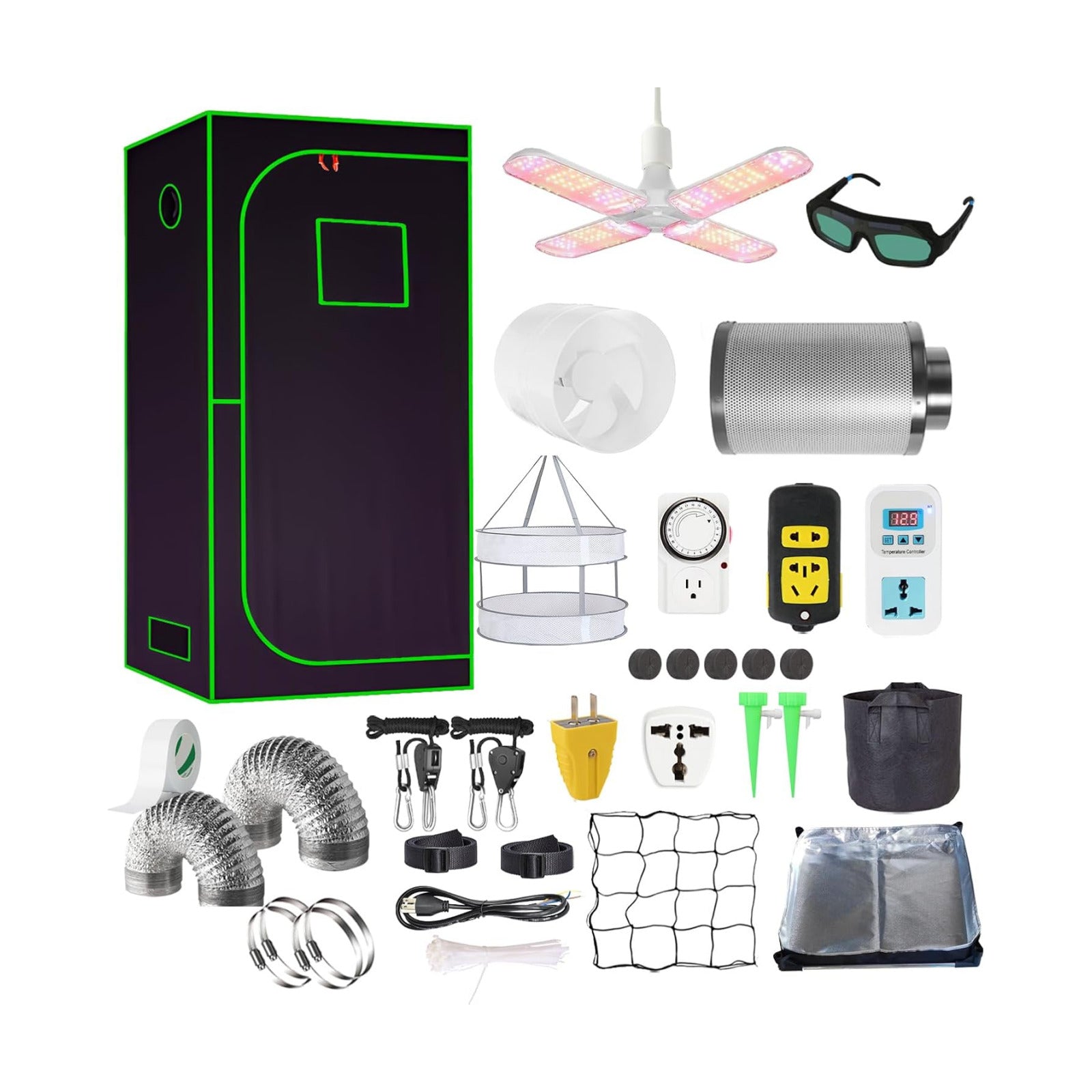 2x2ft Grow Tent Kit, Complete High Reflective Mylar Indoor Grow Tent + LED Grow Light Combo Hydroponics Indoor Plant