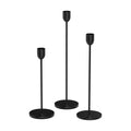 ChefBee 3PCS Black Tall Taper & Pillar Candle Candlestick Holder