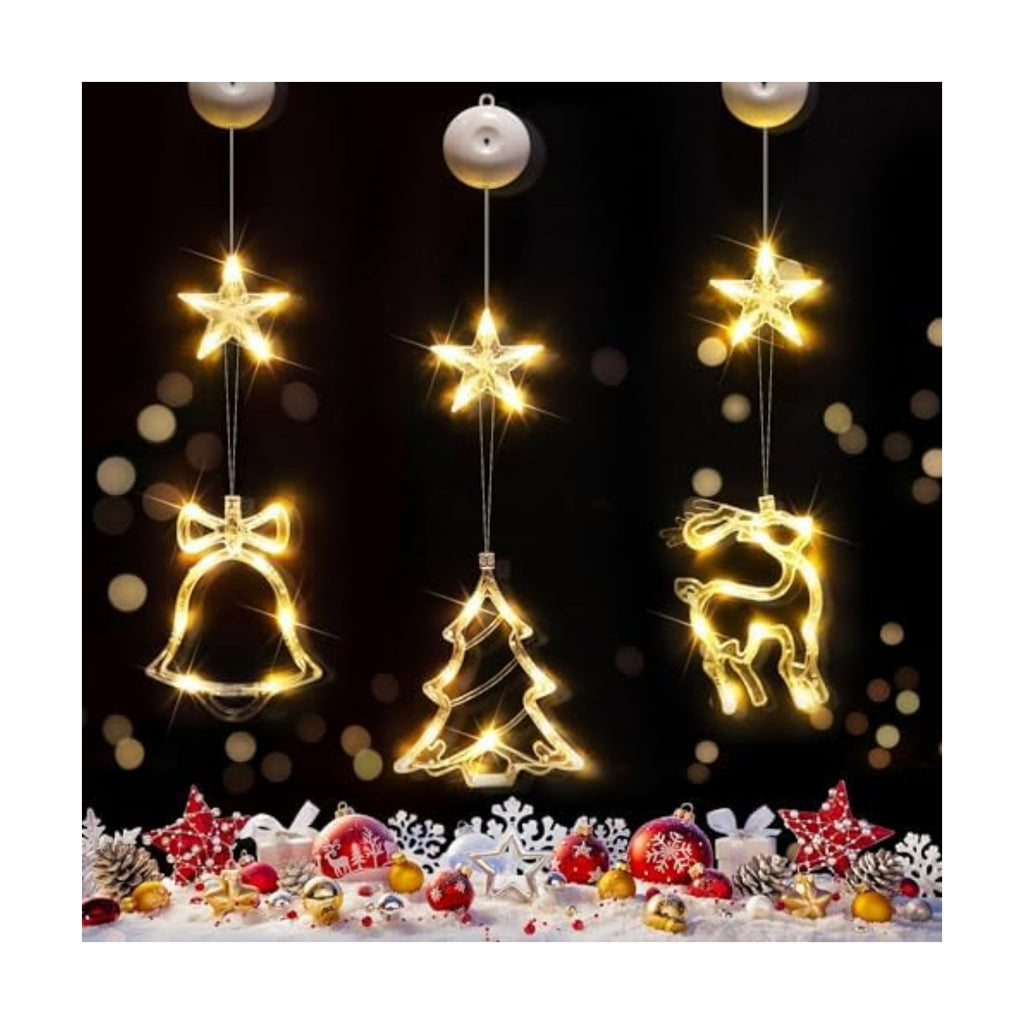 suddus Christmas Window Lights Decoration,Tree,Jingle Bell&Deer Warm White